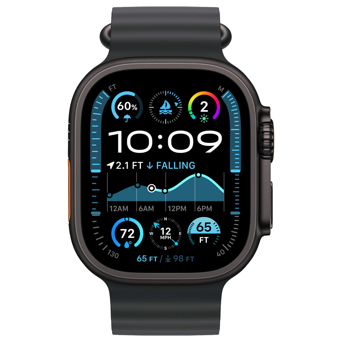 Apple Watch Ultra 2 Zwart 49mm - Ocean band Zwart