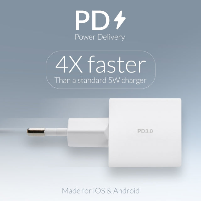 USB-C 20W charger met PD + MFi Lightning Cable 1.2m