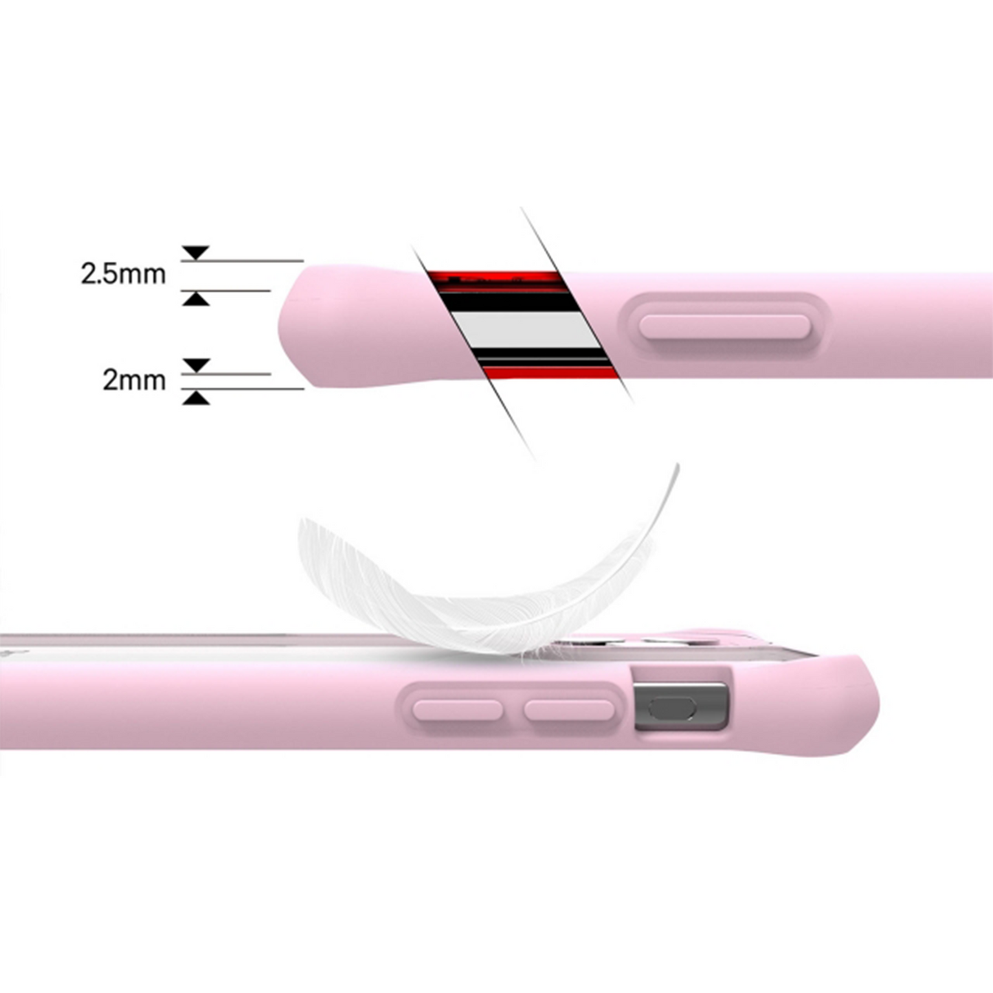 Refurbished ITSKINS HybridSolid Hoesje voor iPhone 6/6S/7/8/SE (2020) - Level 2 Bescherming - Transparant/Pink